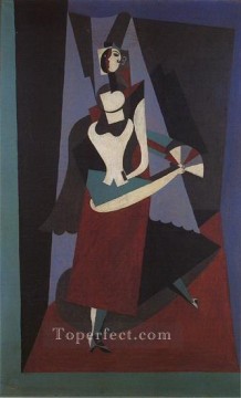 italian girl with fan portrait Painting - Blanquita Suarez with fan 1917 cubism Pablo Picasso